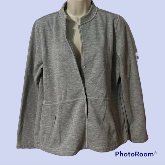 Weekends by Chico's Women's Gray Zippered Jacket Size 1 - Picture 2 of 4